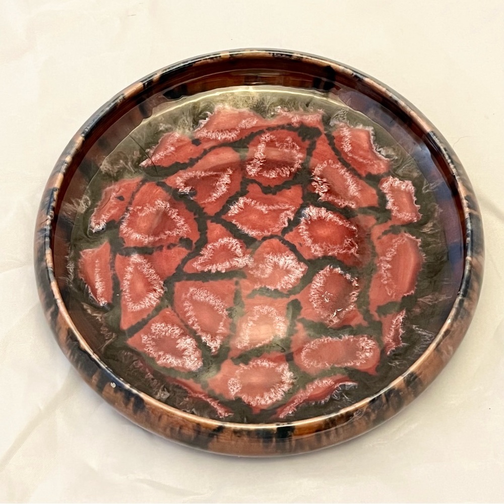 Czechoslovakia Coronet Porcelain Bowl 6.75", Glazed Pottery Drip Multicolor, VTG